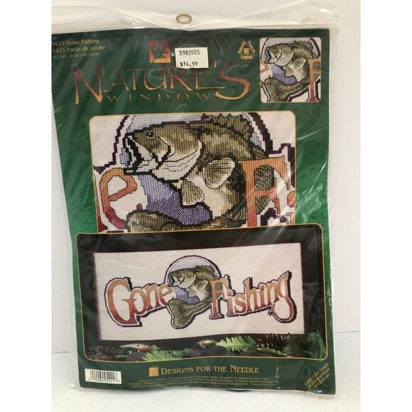 Natures Window Counted Cross Stitch Kit Gone Fishing Designs for the Needle Fish - Picture 1 of 3